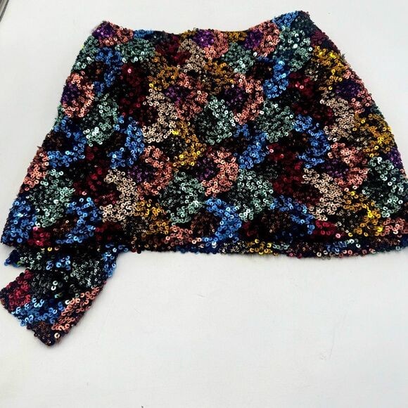 NWT Zara Multicolor Sequins Mini Skirt Front Tie Light Stretch Size US Smalll - Picture 8 of 10
